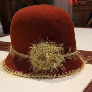 Betmar Deep Red Cloche Hat with Soft Detail